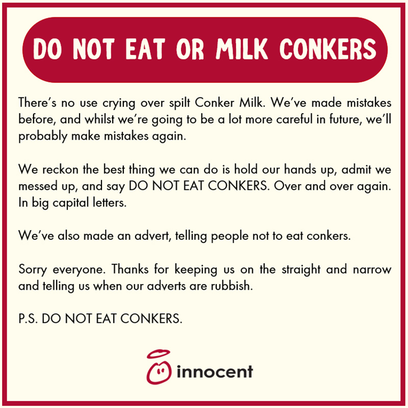 Do not eat or milk conkers